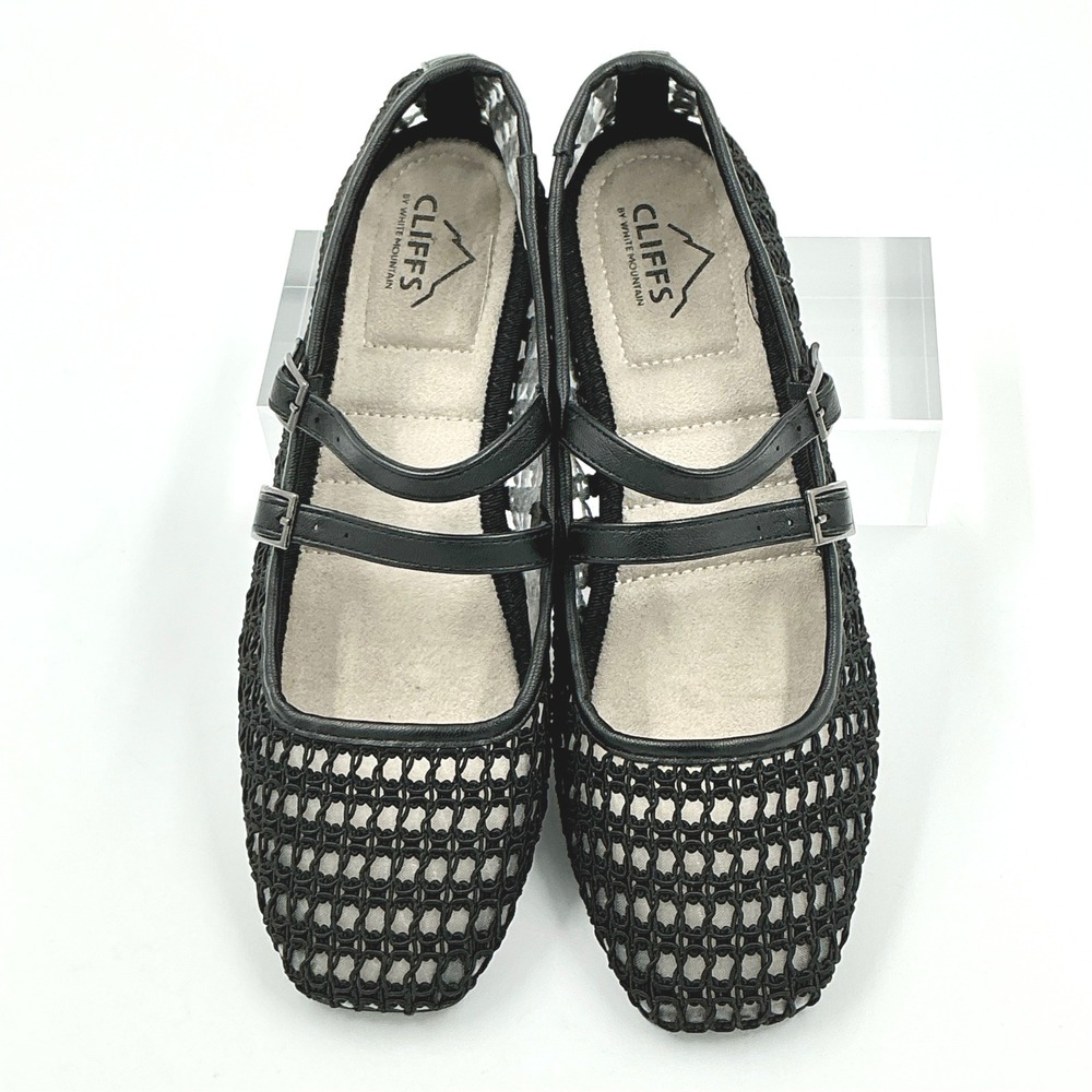 Cliffs White Mountain Size 8 Black Mesh Mary Jane Double Strap Flats NEW - Picture 4 of 13